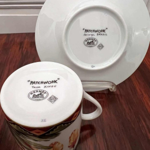 Hermès Paris, tasse Xhingu et sa soucoupe en porcelaine, collection Patchwork