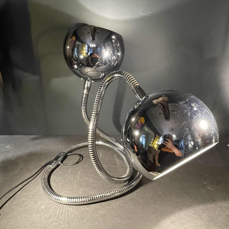 GOFFREDO REGGIANI, Lampe flexible " Snake Eye Balls ", acier chrome 1970s