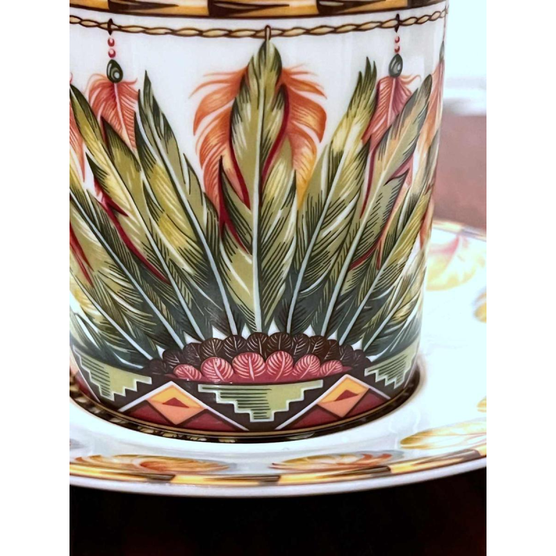 Hermès Paris, porcelain Xhingu cup and saucer, Patchwork collection