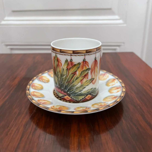Hermès Paris, porcelain Xhingu cup and saucer, Patchwork collection