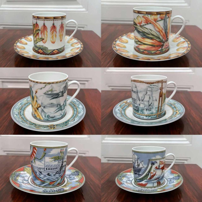 Hermès Paris, tasse Xhingu et sa soucoupe en porcelaine, collection Patchwork