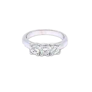 Drieluik ring, witgoud en diamanten