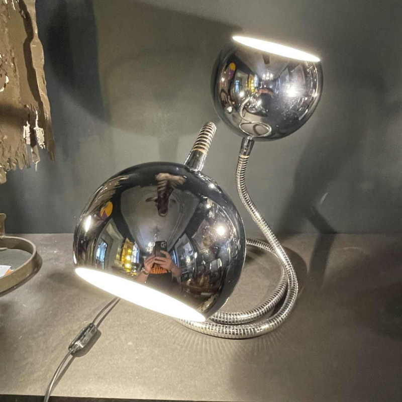 GOFFREDO REGGIANI, Flexible lamp "Snake Eye Balls", chrome steel 1970