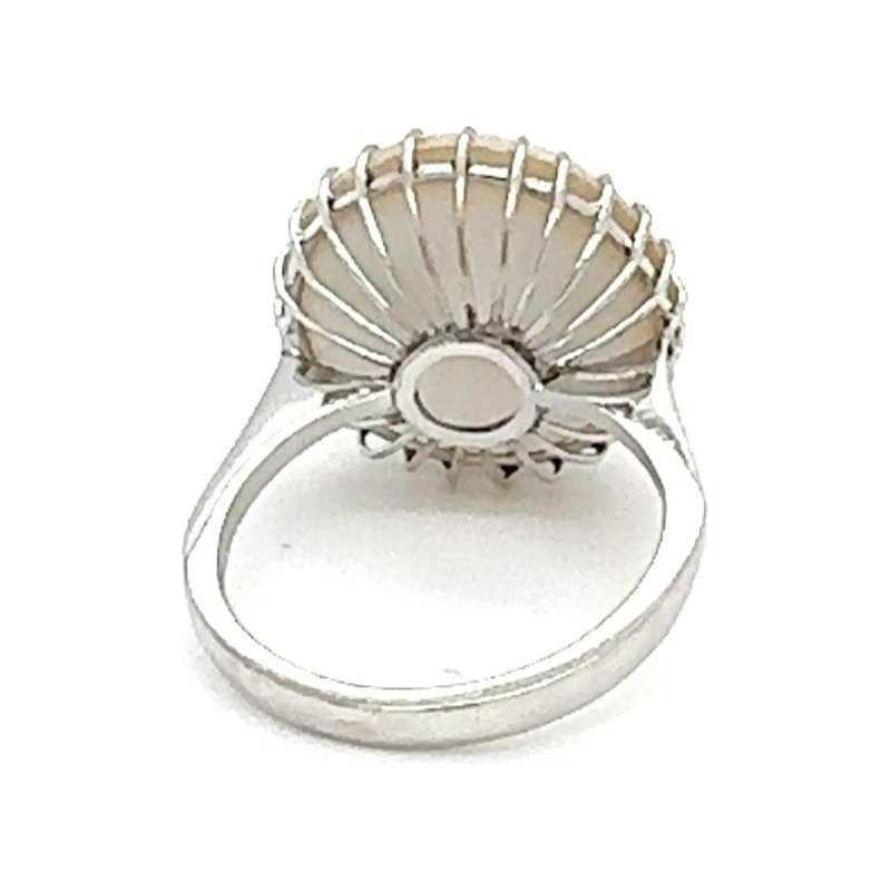 Bague vintage en or blanc 18kt avec perle