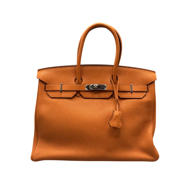 Hermès. Birkin 35 en cuir Taurillon (Clémence) orange sur palladium, housse et boîte, 2012