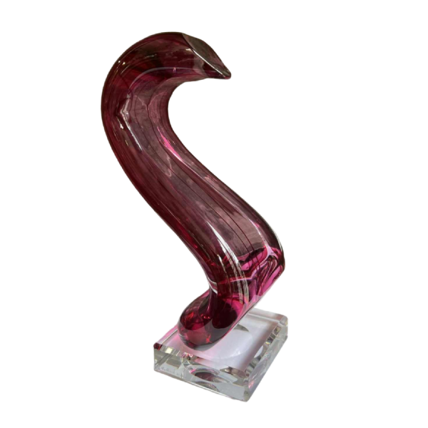 Alfred COLLARD, sculpture en cristal overlay triplé noir/hyalite, 2004