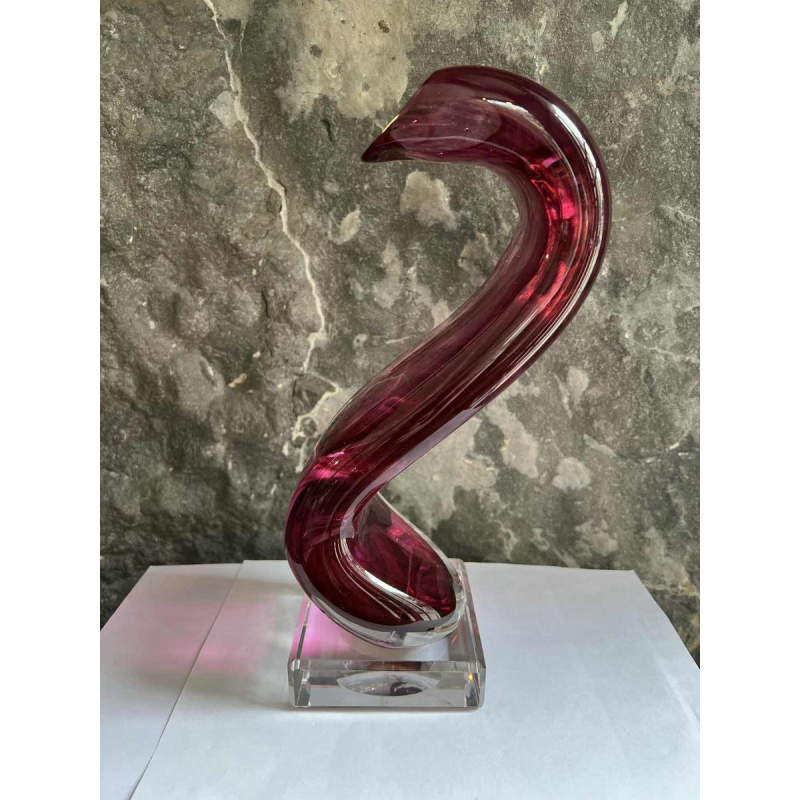 Alfred COLLARD, sculpture en cristal overlay triplé noir/hyalite, 2004