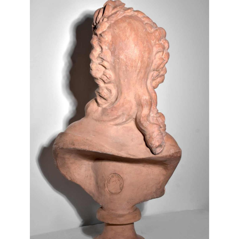 Grote buste in gips met terracotta patina, naar JJ Caffieri, begin 20e eeuw