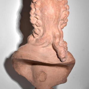 Grote buste in gips met terracotta patina, naar JJ Caffieri, begin 20e eeuw