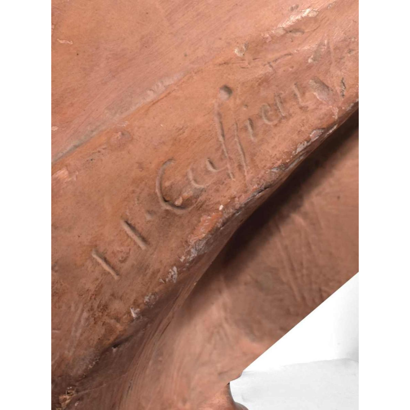 Grote buste in gips met terracotta patina, naar JJ Caffieri, begin 20e eeuw