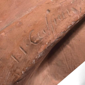 Grote buste in gips met terracotta patina, naar JJ Caffieri, begin 20e eeuw