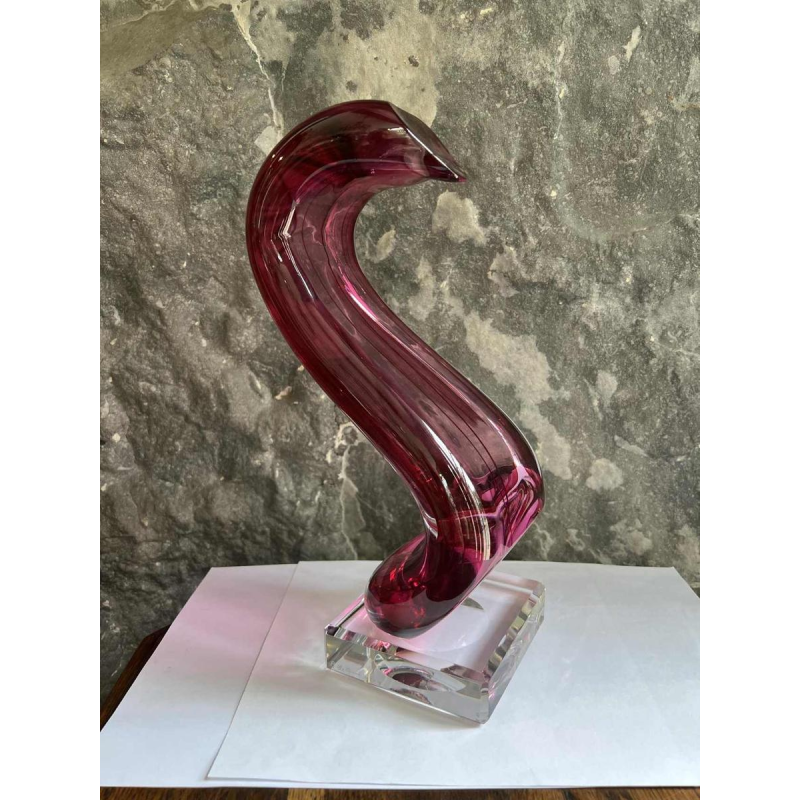 Alfred COLLARD, sculpture en cristal overlay triplé noir/hyalite, 2004