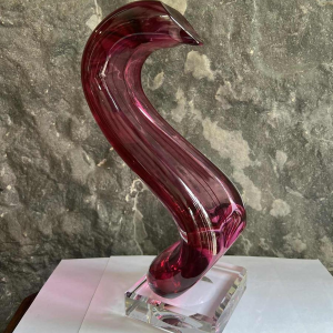 Alfred COLLARD, zwart/hyaliet overlay kristal sculptuur, 2004