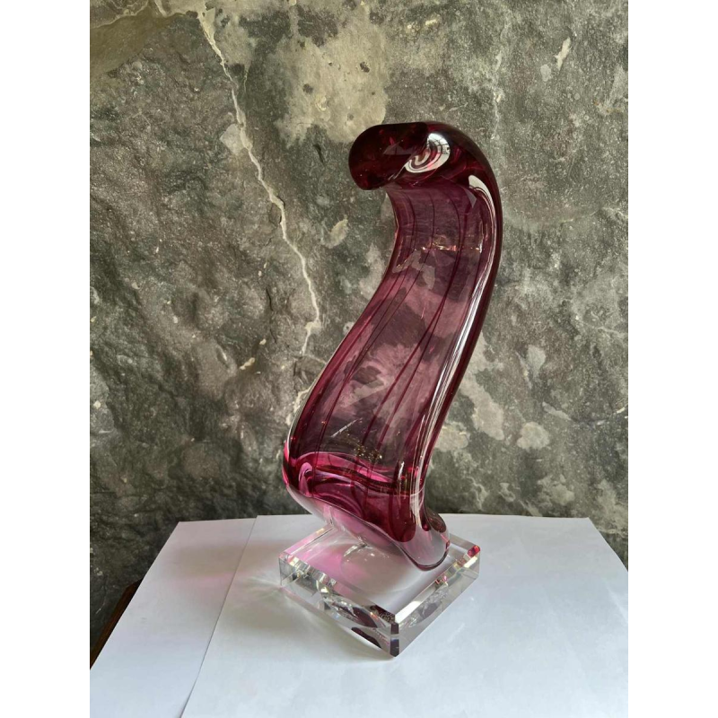 Alfred COLLARD, zwart/hyaliet overlay kristal sculptuur, 2004