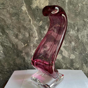 Alfred COLLARD, black/hyalite overlay crystal sculpture, 2004