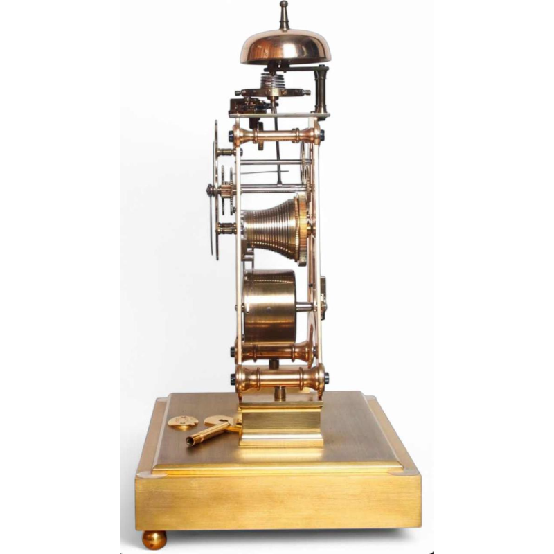 Brass skeleton clock by Dent London