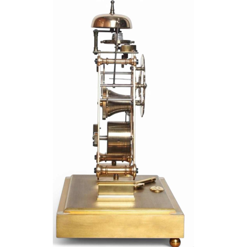 Brass skeleton clock by Dent London