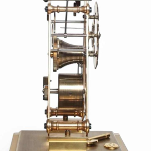 Brass skeleton clock by Dent London