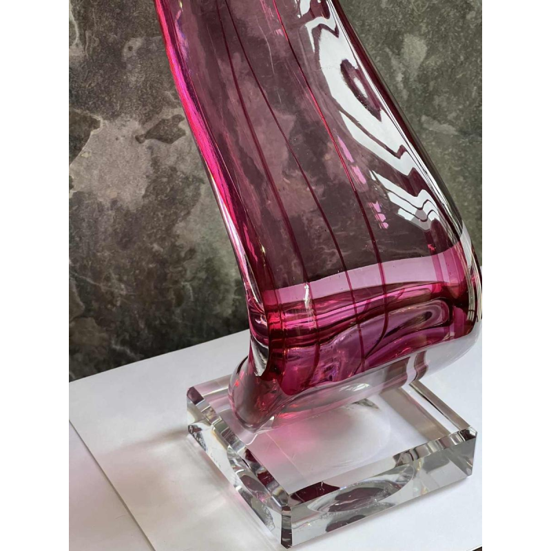 Alfred COLLARD, sculpture en cristal overlay triplé noir/hyalite, 2004