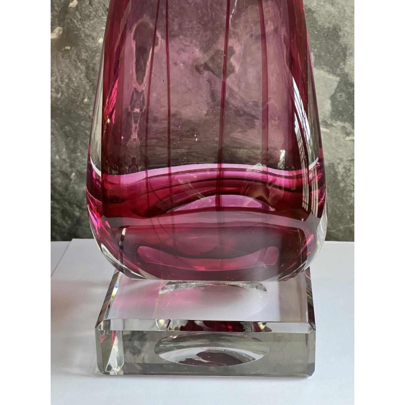 Alfred COLLARD, sculpture en cristal overlay triplé noir/hyalite, 2004