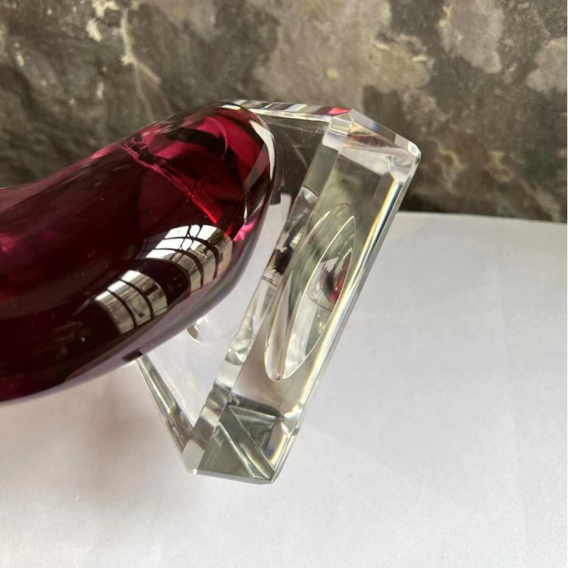 Alfred COLLARD, zwart/hyaliet overlay kristal sculptuur, 2004