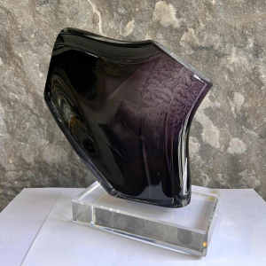 Alfred COLLARD, zwart/hyaliet overlay kristal sculptuur, 1999