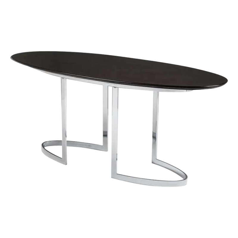 CIDUE (Italië), Design ovale tafel, verchroomd metaal, zwart ebbenhout eikenhout