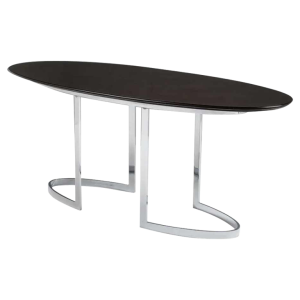 CIDUE (Italië), Design ovale tafel, verchroomd metaal, zwart ebbenhout eikenhout