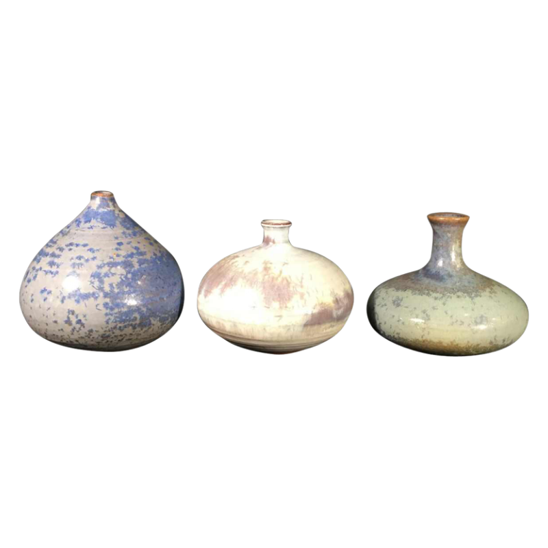 ANTONIO LAMPECCO, Série de 3 petits vases en céramique, circa 1970