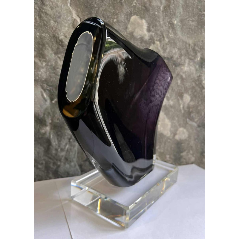 Alfred COLLARD, black/hyalite overlay crystal sculpture, 1999