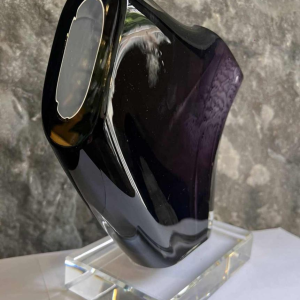 Alfred COLLARD, black/hyalite overlay crystal sculpture, 1999