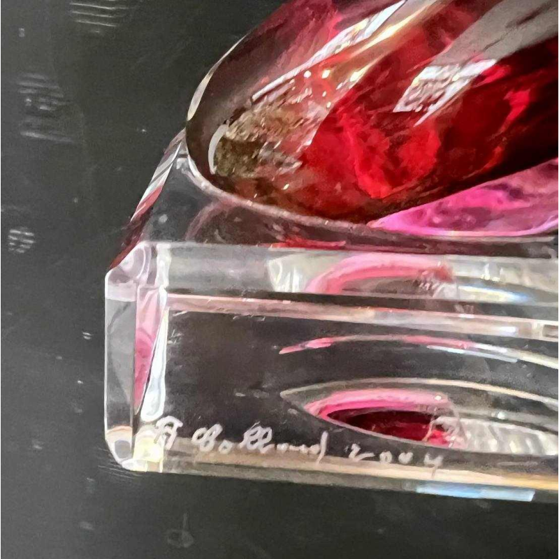 Alfred COLLARD, sculpture en cristal overlay triplé noir/hyalite, 2004