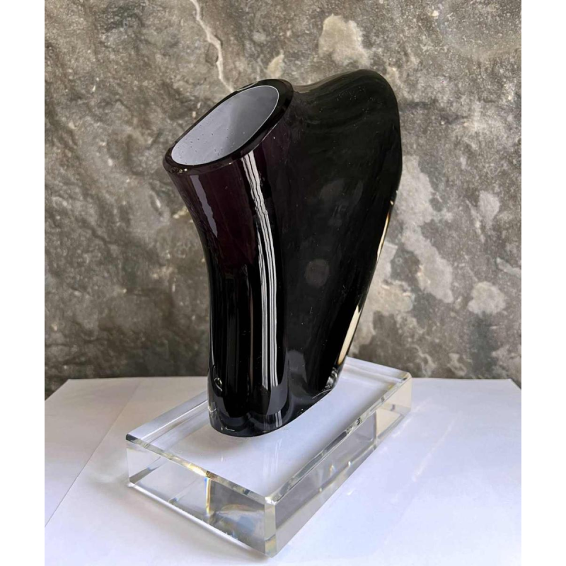 Alfred COLLARD, zwart/hyaliet overlay kristal sculptuur, 1999