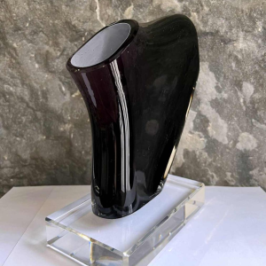 Alfred COLLARD, zwart/hyaliet overlay kristal sculptuur, 1999