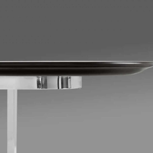 CIDUE (Italy), Design Oval Table, Chromed Metal, Black Ebony Oak Wood, 1970s