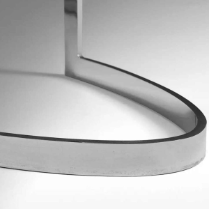 CIDUE (Italy), Table Ovale Design, Métal Chromé, Bois de Chêne Noir Ebène, 1970s