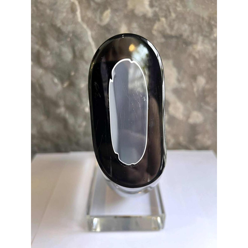 Alfred COLLARD, zwart/hyaliet overlay kristal sculptuur, 1999