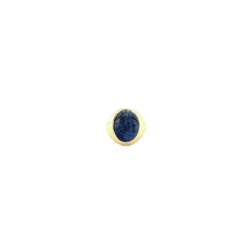 Men's yellow gold ring with cabochon sapphire