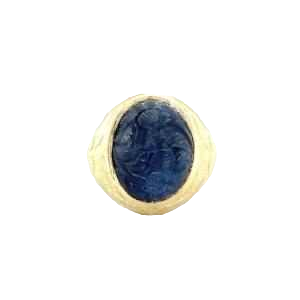 Men's yellow gold ring with cabochon sapphire