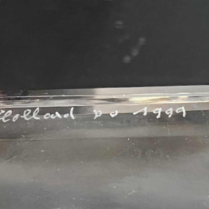 Alfred COLLARD, sculpture en cristal overlay triplé noir/hyalite, 1999