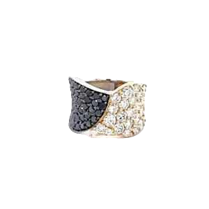 Tweekleurige ring in 18kt goud en diamanten