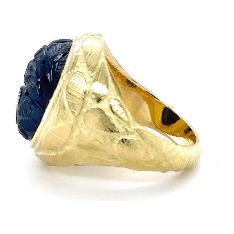 Bague homme, or jaune avec saphir cabochon