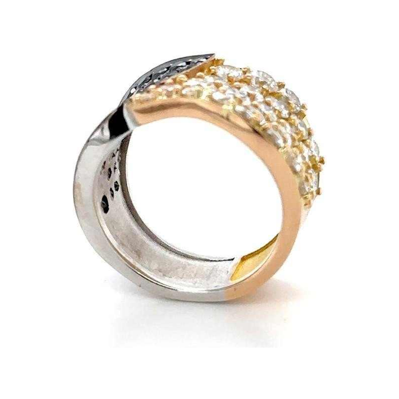Tweekleurige ring in 18kt goud en diamanten