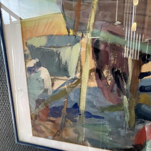 JULES VAN DE LEENE, Landschapschilderij "Zigeuner woonwagen" Gouache karton 20's