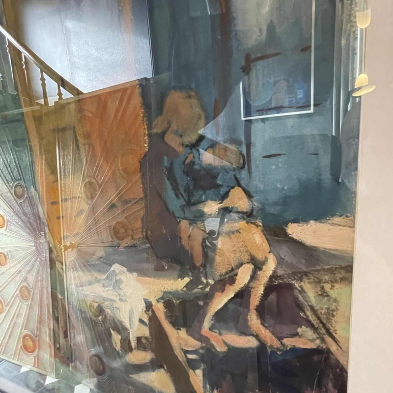 JULES VAN DE LEENE, Landschapschilderij "Zigeuner woonwagen" Gouache karton 20's