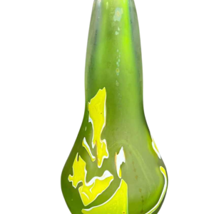 Louis LELOUP, soliflore vase in jade green glass decorated with inclusions, 1981