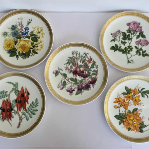 Franklin Porcelain - Royal Horticultural Society, ensemble de 12 assiettes florales, London ca 1980