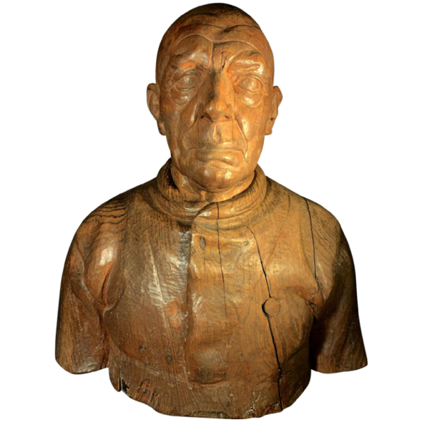 FRANS CLAESSENS 'Bust of Pablo Picasso' Life-size sculpture, carved wood 1930s