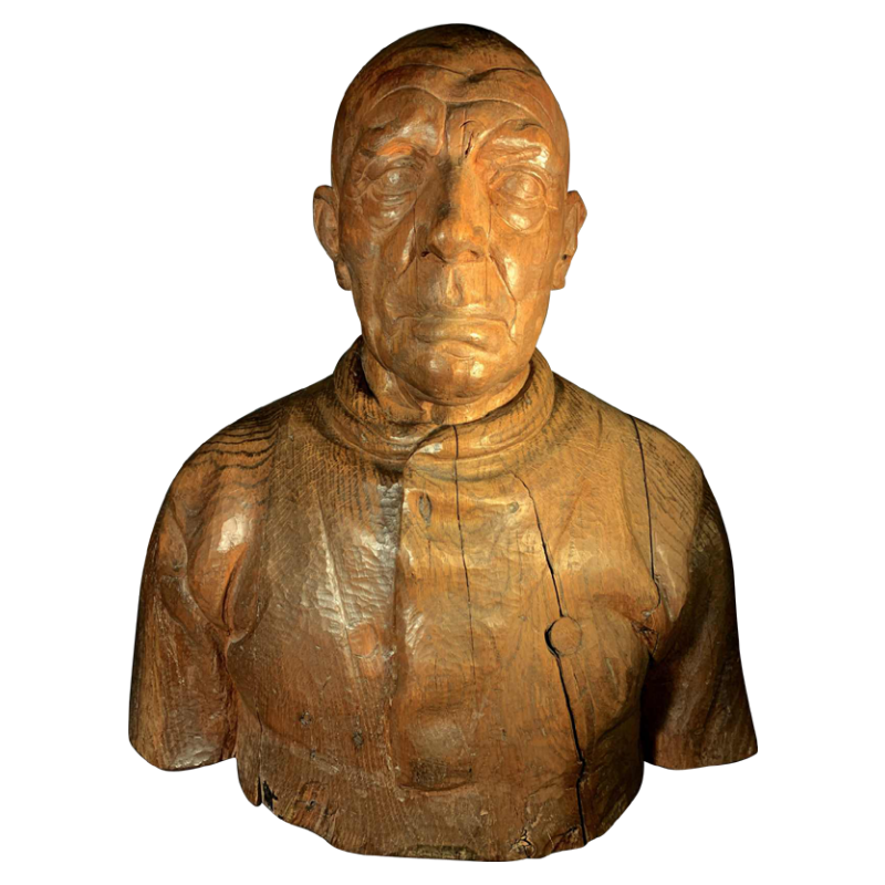 FRANS CLAESSENS 'Buste van Pablo Picasso' Levensgrote sculptuur, gesneden hout 1930s