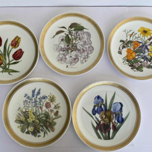 Franklin Porcelain - Royal Horticultural Society, set of 12 floral plates, London ca 1980